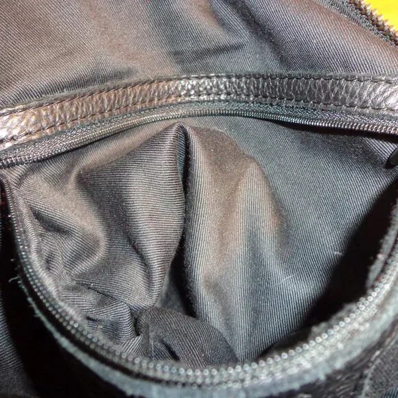 Banana Republic 100% Cow Leather Boho Handbag Black Inner Zip Pocket - Picture 12 of 15